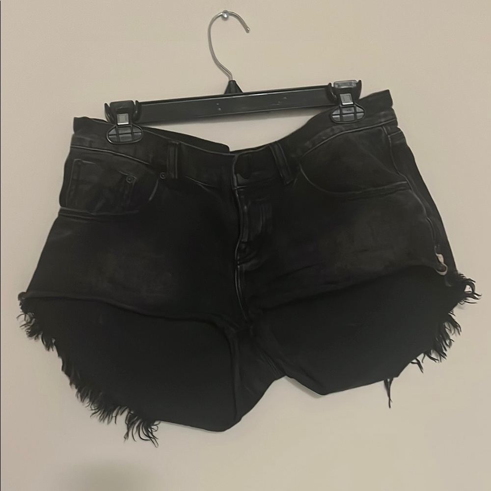 One Teaspoon Black Jean Shorts Distressed Frayed Hem